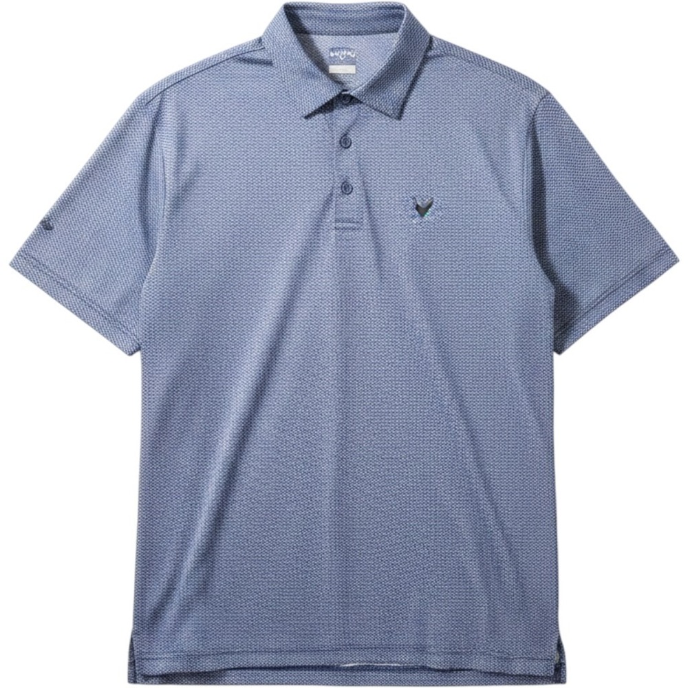 Callaway Golf Polo Shirt Navy Blue Geometric Diamond Print - Size Large